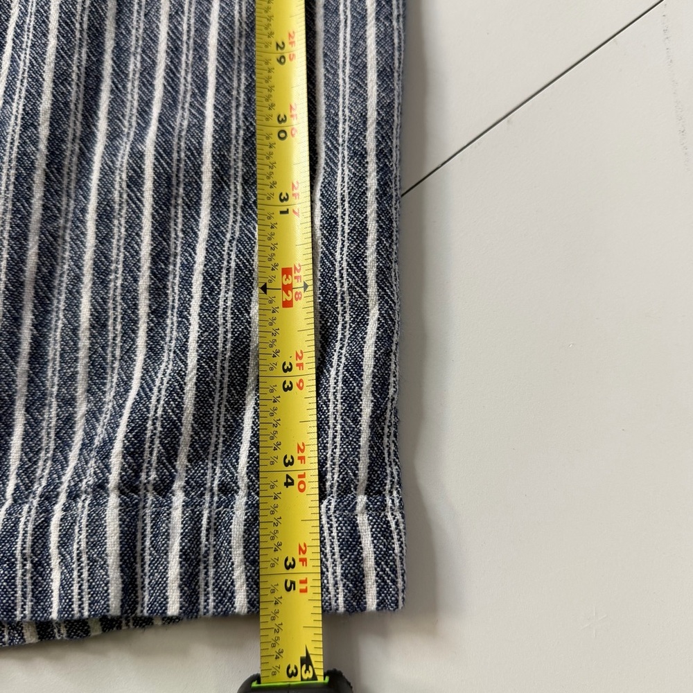 Old Navy blue white striped linen blend pants size medium drawstring wide leg - Picture 11 of 15